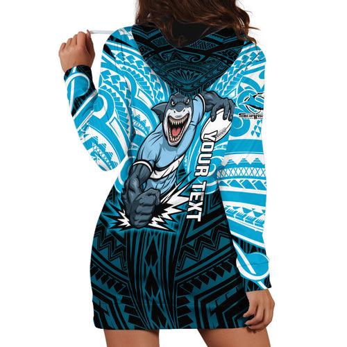 Custom Cronulla-Sutherland Sharks Hoodie Dress Shark Warrior Polynesia Islander Rugby Mascot