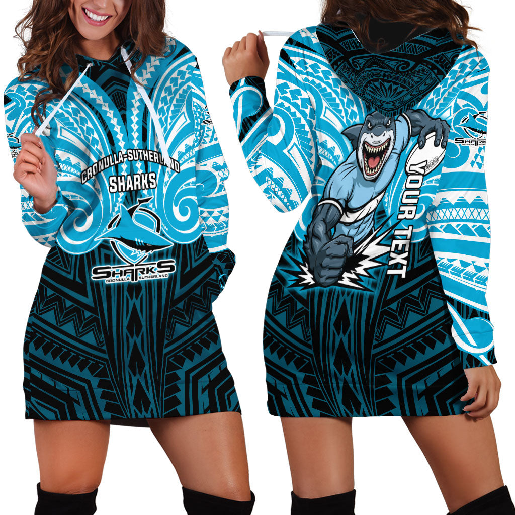 Custom Cronulla-Sutherland Sharks Hoodie Dress Shark Warrior Polynesia Islander Rugby Mascot