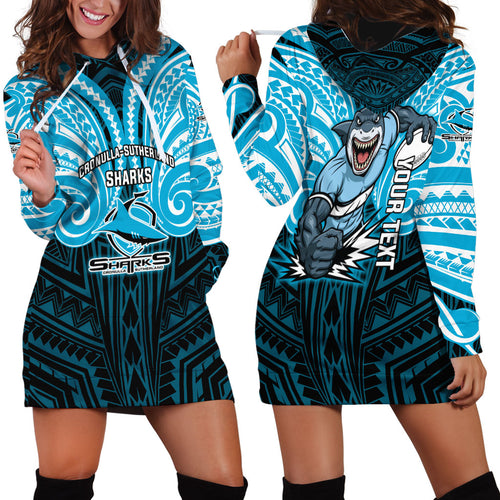 Custom Cronulla-Sutherland Sharks Hoodie Dress Shark Warrior Polynesia Islander Rugby Mascot