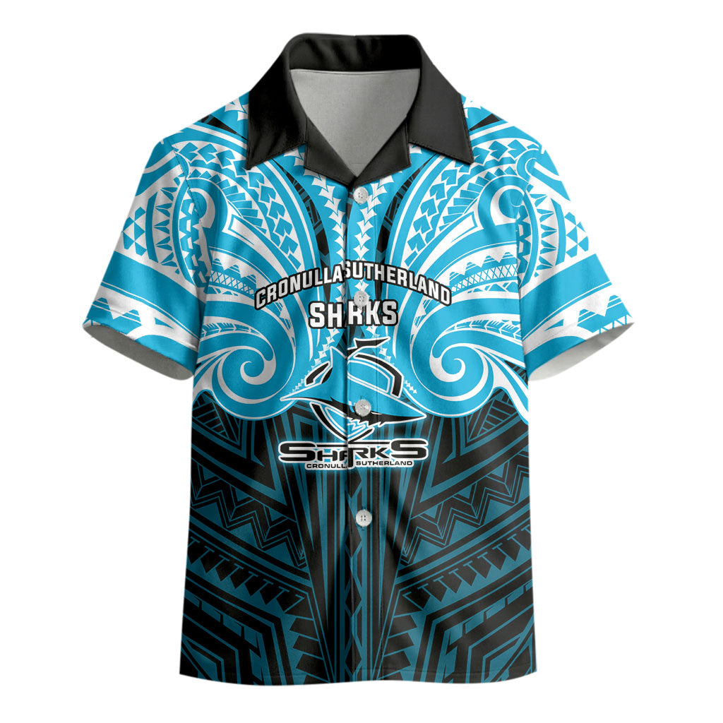 Custom Cronulla-Sutherland Sharks Kid Hawaiian Shirt Shark Warrior Polynesia Islander Rugby Mascot