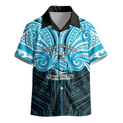 Custom Cronulla-Sutherland Sharks Kid Hawaiian Shirt Shark Warrior Polynesia Islander Rugby Mascot