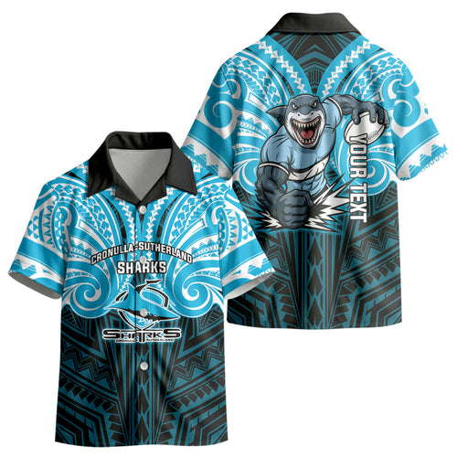 Custom Cronulla-Sutherland Sharks Kid Hawaiian Shirt Shark Warrior Polynesia Islander Rugby Mascot