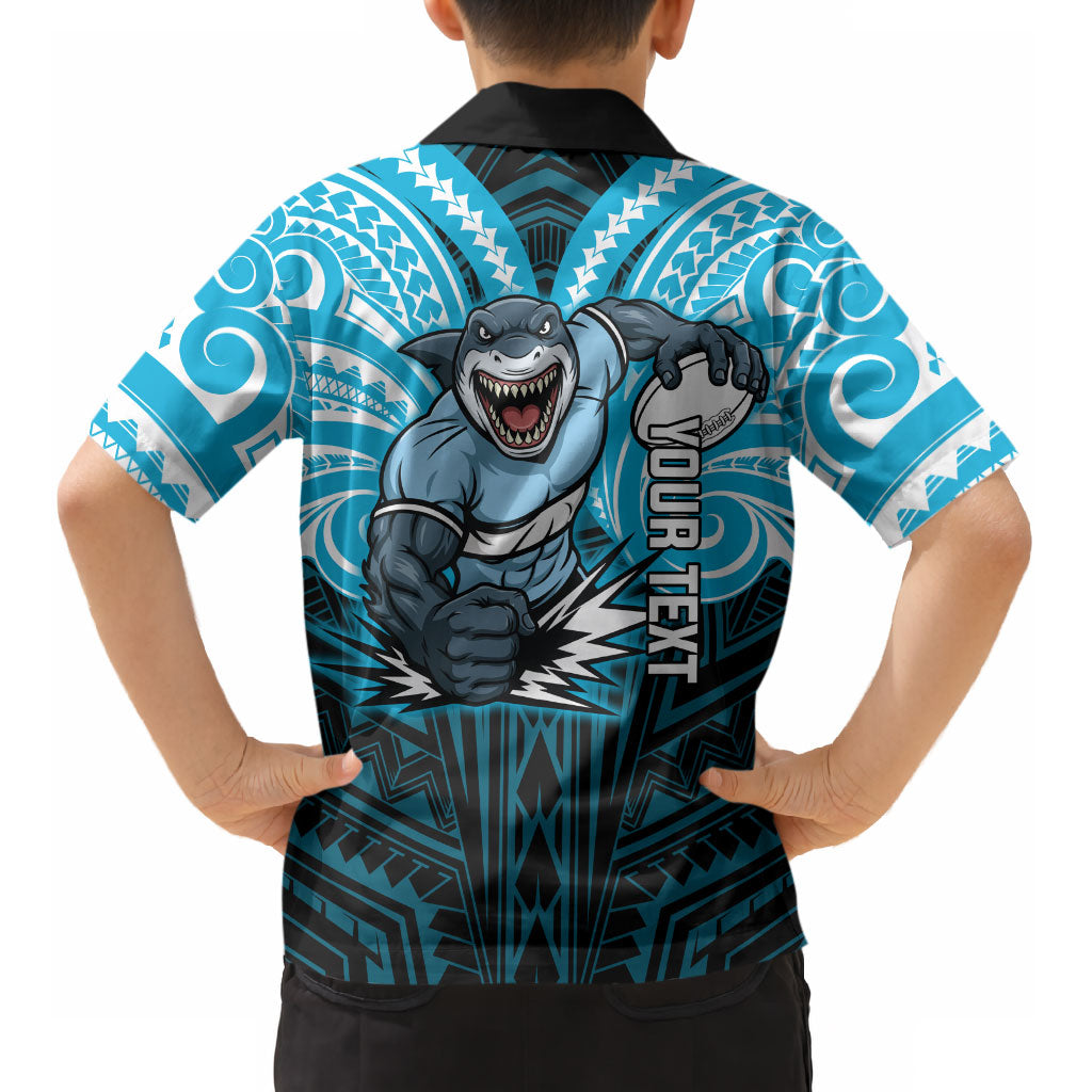 Custom Cronulla-Sutherland Sharks Kid Hawaiian Shirt Shark Warrior Polynesia Islander Rugby Mascot