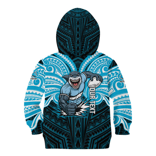 Custom Cronulla-Sutherland Sharks Kid Hoodie Shark Warrior Polynesia Islander Rugby Mascot