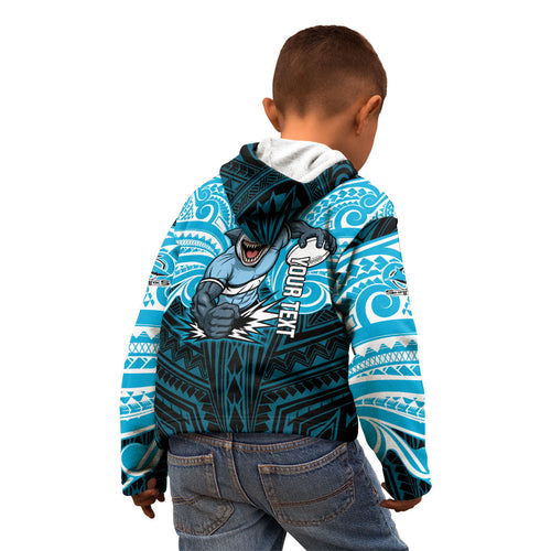 Custom Cronulla-Sutherland Sharks Kid Hoodie Shark Warrior Polynesia Islander Rugby Mascot