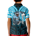 Custom Cronulla-Sutherland Sharks Kid Polo Shirt Shark Warrior Polynesia Islander Rugby Mascot