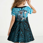 Custom Cronulla-Sutherland Sharks Kid Short Sleeve Dress Shark Warrior Polynesia Islander Rugby Mascot
