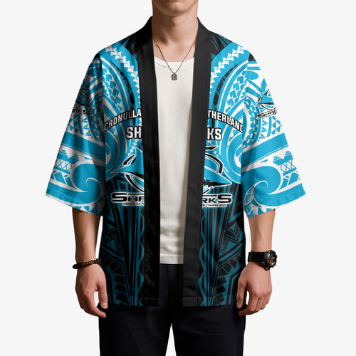 Custom Cronulla-Sutherland Sharks Kimono Shark Warrior Polynesia Islander Rugby Mascot