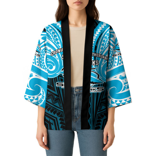 Custom Cronulla-Sutherland Sharks Kimono Shark Warrior Polynesia Islander Rugby Mascot