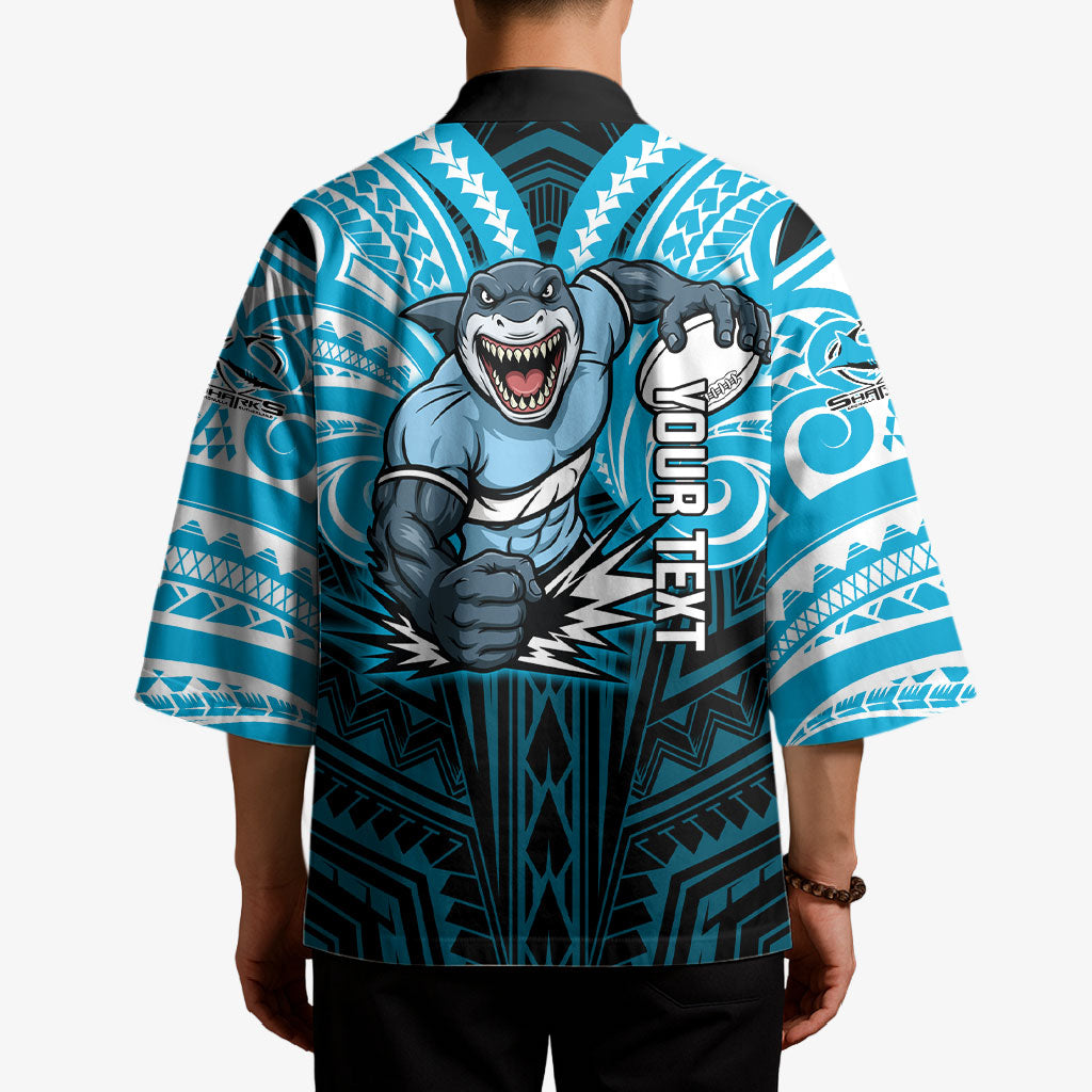 Custom Cronulla-Sutherland Sharks Kimono Shark Warrior Polynesia Islander Rugby Mascot