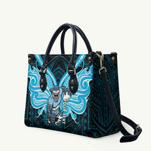 Custom Cronulla-Sutherland Sharks Leather Bag Shark Warrior Polynesia Islander Rugby Mascot