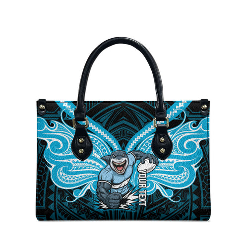 Custom Cronulla-Sutherland Sharks Leather Bag Shark Warrior Polynesia Islander Rugby Mascot