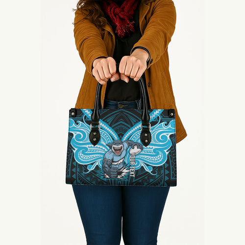 Custom Cronulla-Sutherland Sharks Leather Bag Shark Warrior Polynesia Islander Rugby Mascot