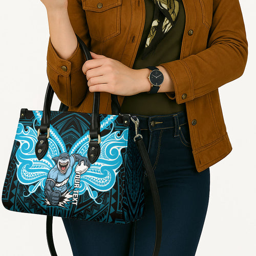 Custom Cronulla-Sutherland Sharks Leather Bag Shark Warrior Polynesia Islander Rugby Mascot