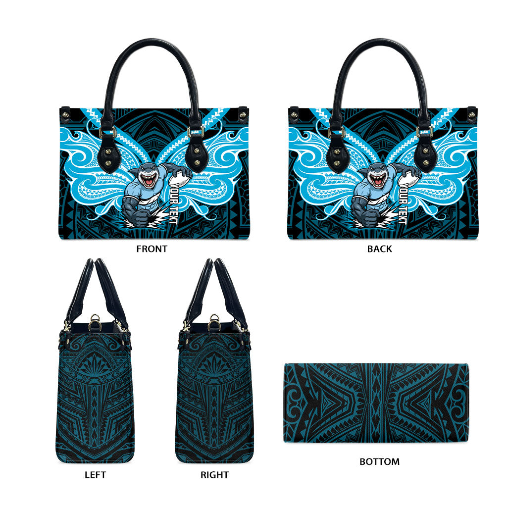 Custom Cronulla-Sutherland Sharks Leather Bag Shark Warrior Polynesia Islander Rugby Mascot