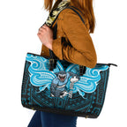 Custom Cronulla-Sutherland Sharks Leather Tote Bag Shark Warrior Polynesia Islander Rugby Mascot