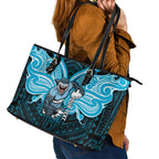 Custom Cronulla-Sutherland Sharks Leather Tote Bag Shark Warrior Polynesia Islander Rugby Mascot