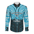 Custom Cronulla-Sutherland Sharks Long Sleeve Button Shirt Shark Warrior Polynesia Islander Rugby Mascot