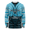 Custom Cronulla-Sutherland Sharks Long Sleeve Shirt Shark Warrior Polynesia Islander Rugby Mascot