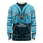 Custom Cronulla-Sutherland Sharks Long Sleeve Shirt Shark Warrior Polynesia Islander Rugby Mascot