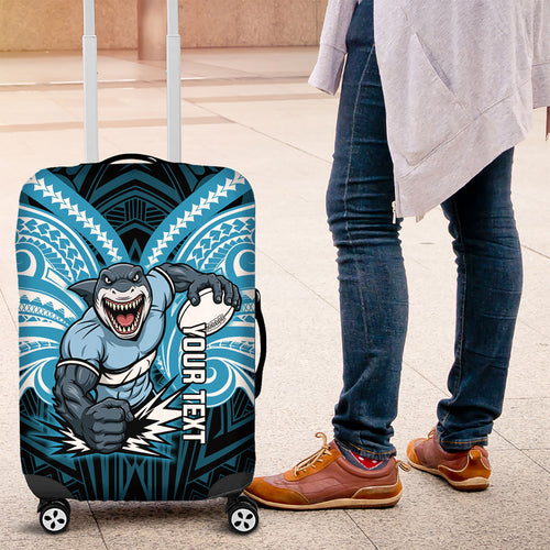 Custom Cronulla-Sutherland Sharks Luggage Cover Shark Warrior Polynesia Islander Rugby Mascot