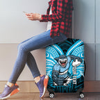 Custom Cronulla-Sutherland Sharks Luggage Cover Shark Warrior Polynesia Islander Rugby Mascot