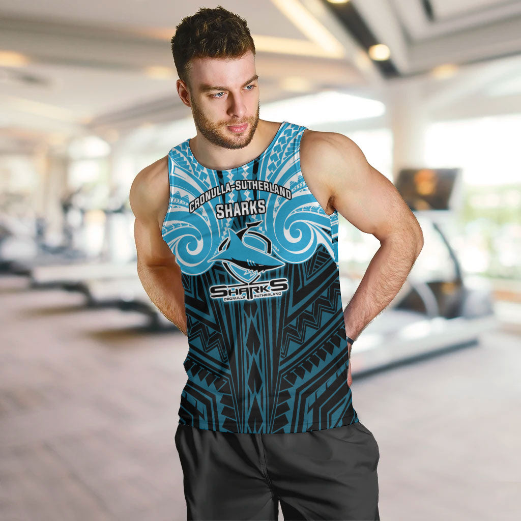 Custom Cronulla-Sutherland Sharks Men Tank Top Shark Warrior Polynesia Islander Rugby Mascot
