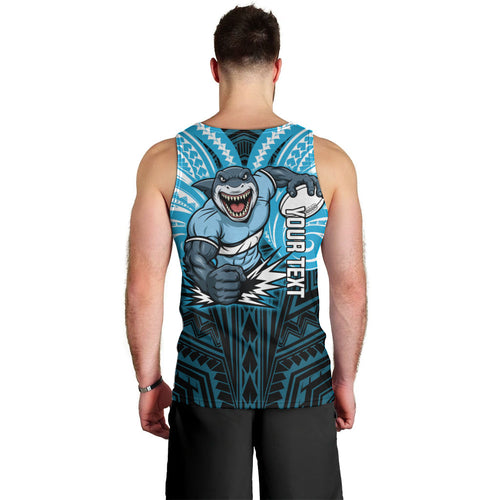 Custom Cronulla-Sutherland Sharks Men Tank Top Shark Warrior Polynesia Islander Rugby Mascot