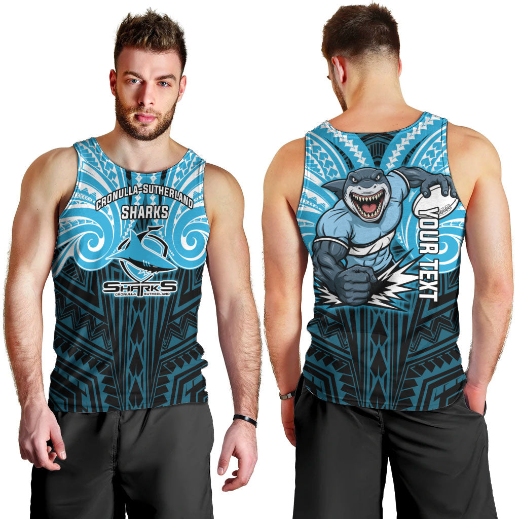 Custom Cronulla-Sutherland Sharks Men Tank Top Shark Warrior Polynesia Islander Rugby Mascot