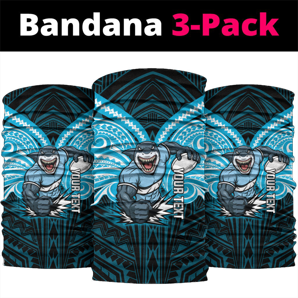 Custom Cronulla-Sutherland Sharks Neck Gaiter Shark Warrior Polynesia Islander Rugby Mascot