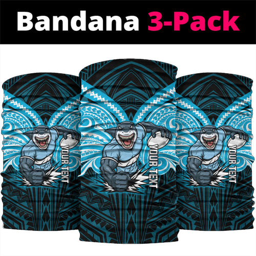 Custom Cronulla-Sutherland Sharks Neck Gaiter Shark Warrior Polynesia Islander Rugby Mascot