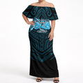Custom Cronulla-Sutherland Sharks Off Shoulder Maxi Dress Shark Warrior Polynesia Islander Rugby Mascot