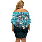 Custom Cronulla-Sutherland Sharks Off Shoulder Short Dress Shark Warrior Polynesia Islander Rugby Mascot