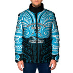 Custom Cronulla-Sutherland Sharks Padded Jacket Shark Warrior Polynesia Islander Rugby Mascot
