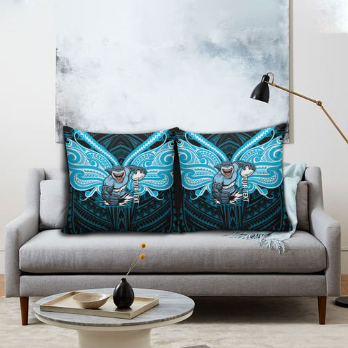 Custom Cronulla-Sutherland Sharks Pillow Cover Shark Warrior Polynesia Islander Rugby Mascot