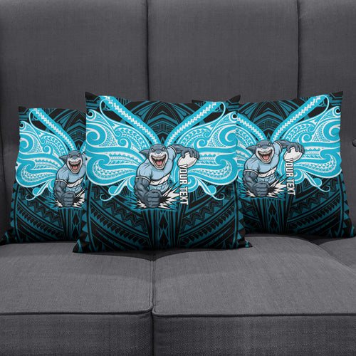Custom Cronulla-Sutherland Sharks Pillow Cover Shark Warrior Polynesia Islander Rugby Mascot