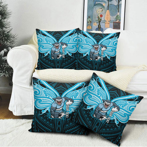 Custom Cronulla-Sutherland Sharks Pillow Cover Shark Warrior Polynesia Islander Rugby Mascot
