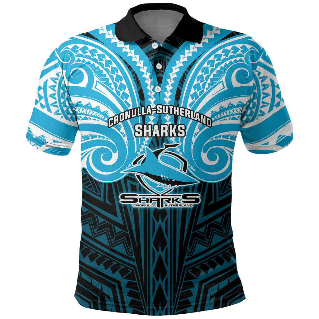 Custom Cronulla-Sutherland Sharks Polo Shirt Shark Warrior Polynesia Islander Rugby Mascot