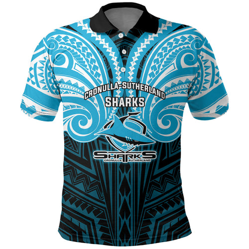 Custom Cronulla-Sutherland Sharks Polo Shirt Shark Warrior Polynesia Islander Rugby Mascot