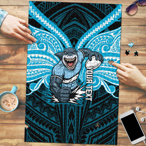 Custom Cronulla-Sutherland Sharks Puzzle Shark Warrior Polynesia Islander Rugby Mascot