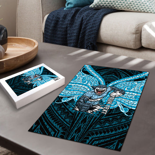 Custom Cronulla-Sutherland Sharks Puzzle Shark Warrior Polynesia Islander Rugby Mascot