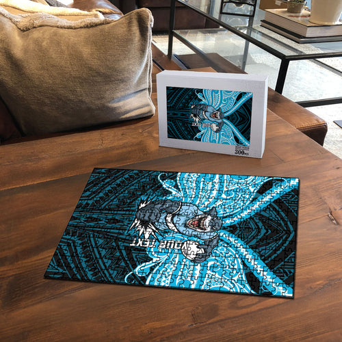 Custom Cronulla-Sutherland Sharks Puzzle Shark Warrior Polynesia Islander Rugby Mascot