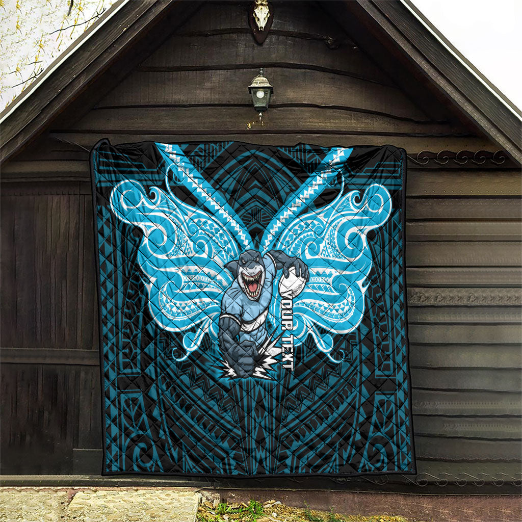 Custom Cronulla-Sutherland Sharks Quilt Shark Warrior Polynesia Islander Rugby Mascot