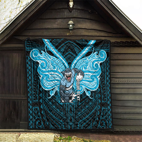 Custom Cronulla-Sutherland Sharks Quilt Shark Warrior Polynesia Islander Rugby Mascot