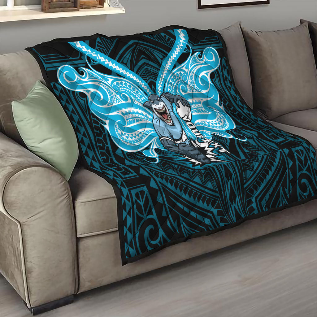Custom Cronulla-Sutherland Sharks Quilt Shark Warrior Polynesia Islander Rugby Mascot