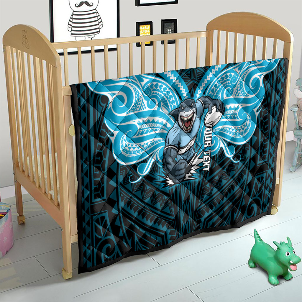Custom Cronulla-Sutherland Sharks Quilt Shark Warrior Polynesia Islander Rugby Mascot
