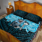 Custom Cronulla-Sutherland Sharks Quilt Bed Set Shark Warrior Polynesia Islander Rugby Mascot