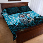 Custom Cronulla-Sutherland Sharks Quilt Bed Set Shark Warrior Polynesia Islander Rugby Mascot