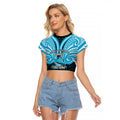 Custom Cronulla-Sutherland Sharks Raglan Cropped T Shirt Shark Warrior Polynesia Islander Rugby Mascot