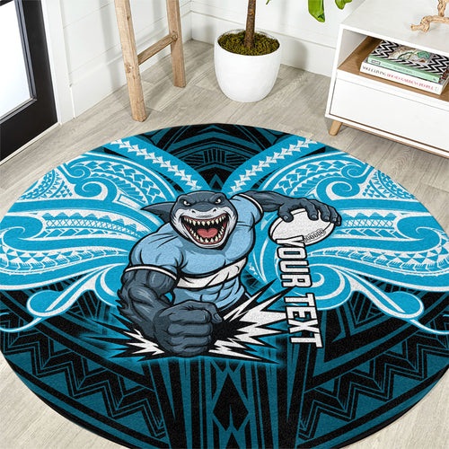 Custom Cronulla-Sutherland Sharks Round Carpet Shark Warrior Polynesia Islander Rugby Mascot